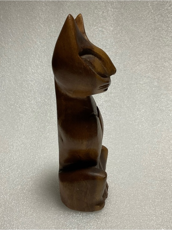 Hand Carved Wooden Siamese Cat Figure MCM Folk Art - Picture 4 of 7